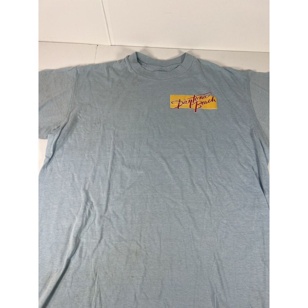 Vintage Daytona Beach Light Blue Mens T-Shirt Size Large‎ Single Stitch